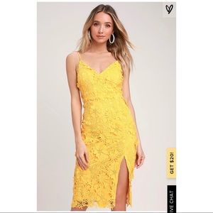 SALE Lulus Yellow Crochet Lace Midi